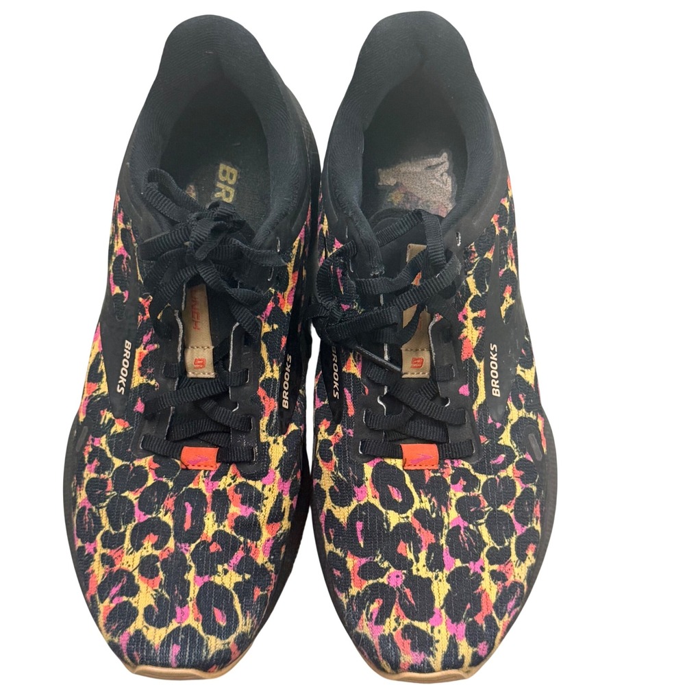 Brooks Launch 9 Womens 7.5 Running Shoes Leopard Pink Yellow Black 1203731B747